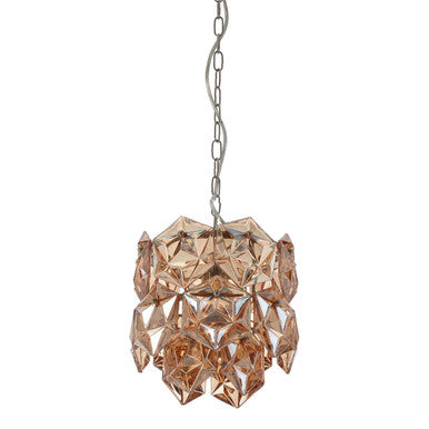 Small Multi Faceted Amber Glass Pendant Light