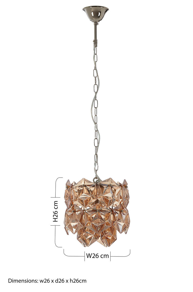 Small Multi Faceted Amber Glass Pendant Light