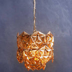 Small Multi Faceted Amber Glass Pendant Light