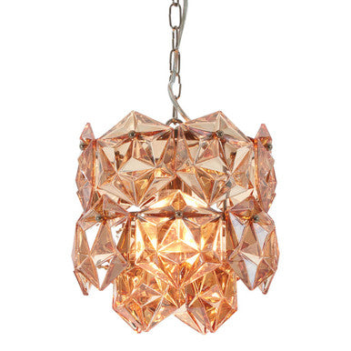 Small Multi Faceted Amber Glass Pendant Light