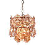 Small Multi Faceted Amber Glass Pendant Light