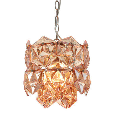 Small Multi Faceted Amber Glass Pendant Light