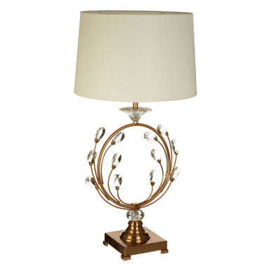 Gold Ring Body Table Lamp with Crystal Pears