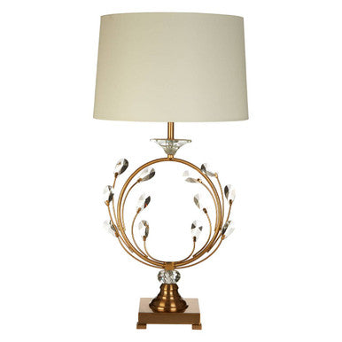 Gold Ring Body Table Lamp with Crystal Pears