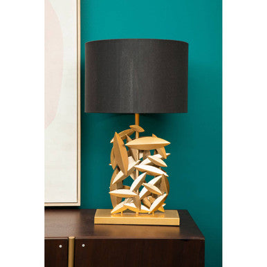 Black and Gold Leaf Cascade Table Lamp