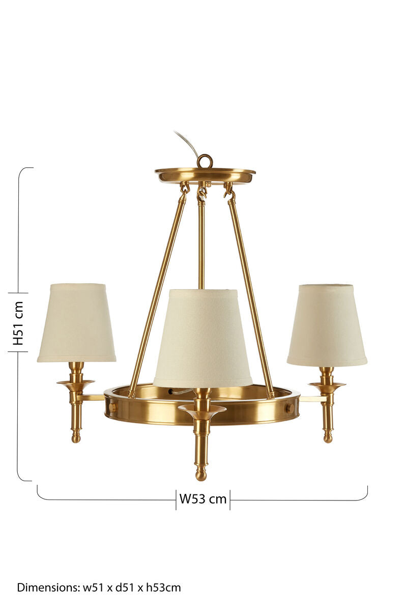 Copper Finish 3 Arm Chandelier