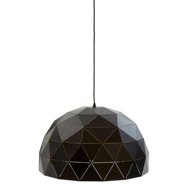 Large Black and Copper Dome Pendant Light