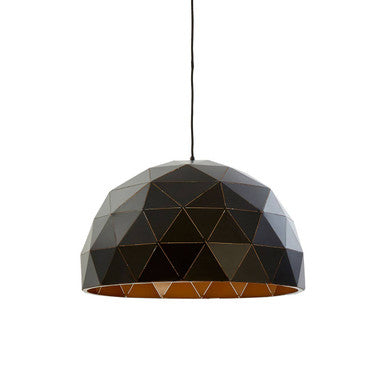 Large Black and Copper Dome Pendant Light