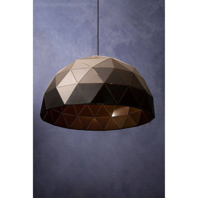Large Black and Copper Dome Pendant Light