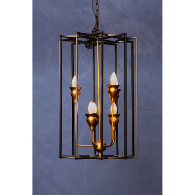 Matte Black and Bronze Finish 6 Bulb Pendant Light