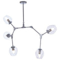Silver Finish and Glass 5-Bulb Adjustable Statement Pendant Light