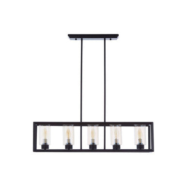 5-Bulb Matte Black Ceiling Light