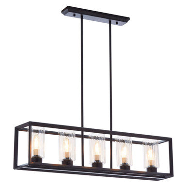 5-Bulb Matte Black Ceiling Light