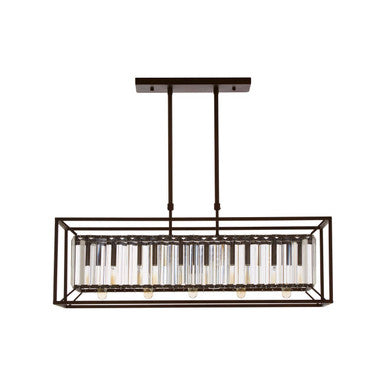 Dark Bronze Finish and Glass 5-Bulb Ceiling Light