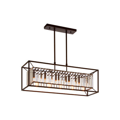 Dark Bronze Finish and Glass 5-Bulb Ceiling Light