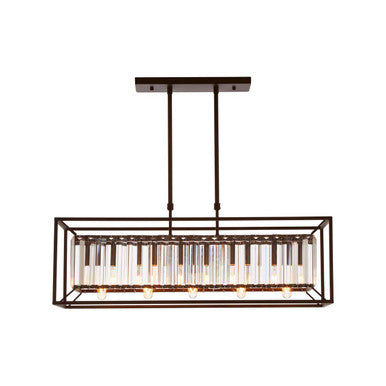Dark Bronze Finish and Glass 5-Bulb Ceiling Light
