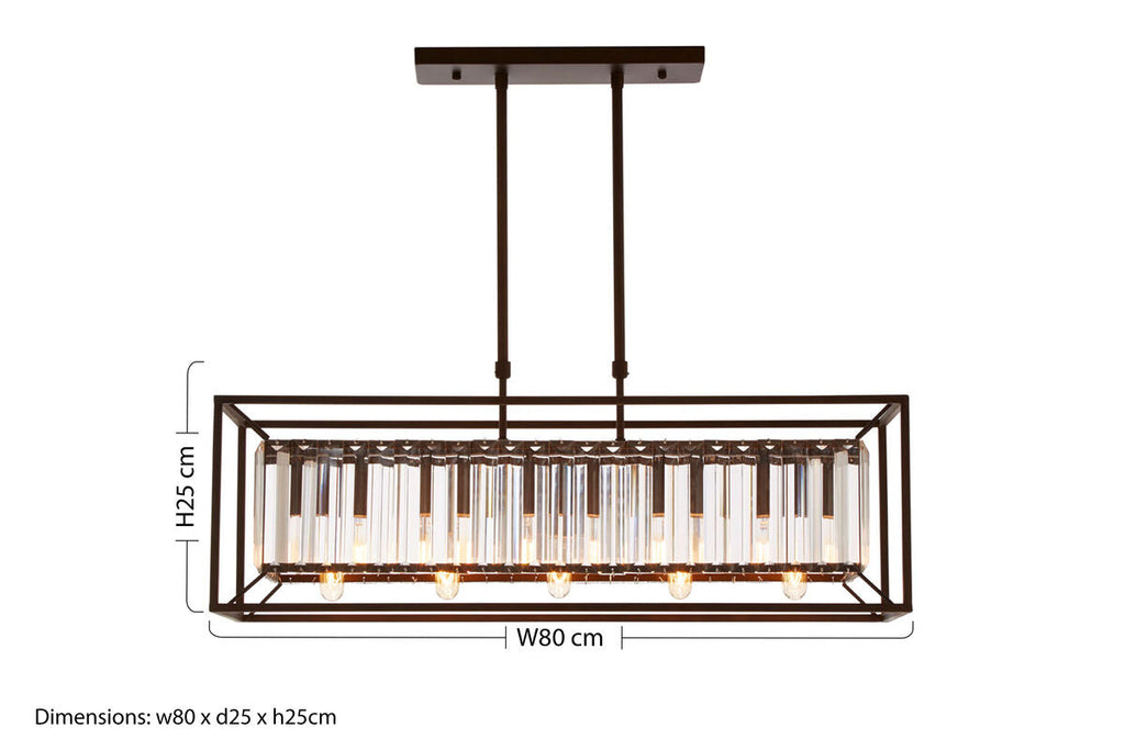 Dark Bronze Finish and Glass 5-Bulb Ceiling Light