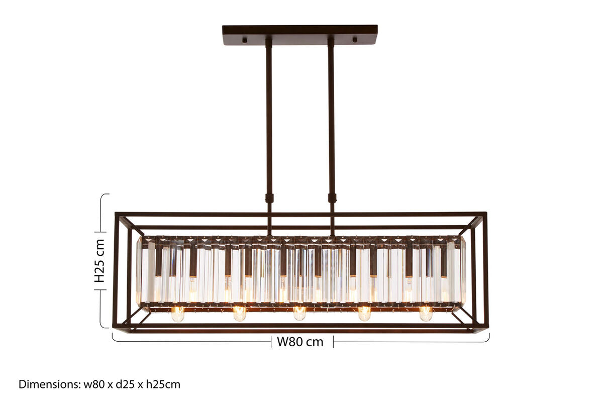 Dark Bronze Finish and Glass 5-Bulb Ceiling Light