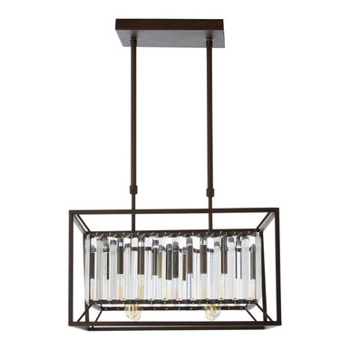 Bronze Finish and Glass 4-Bulb Ceiling Light
