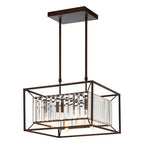 Bronze Finish and Glass 4-Bulb Ceiling Light