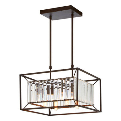 Bronze Finish and Glass 4-Bulb Ceiling Light
