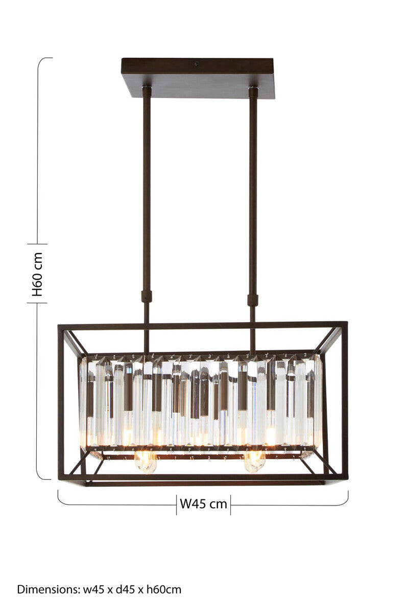 Bronze Finish and Glass 4-Bulb Ceiling Light