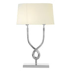Nickel Cross Frame Table Lamp with White Cotton Shade