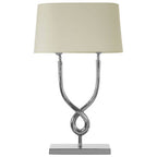 Nickel Cross Frame Table Lamp with White Cotton Shade