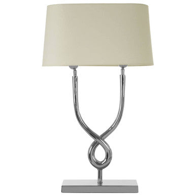 Nickel Cross Frame Table Lamp with White Cotton Shade