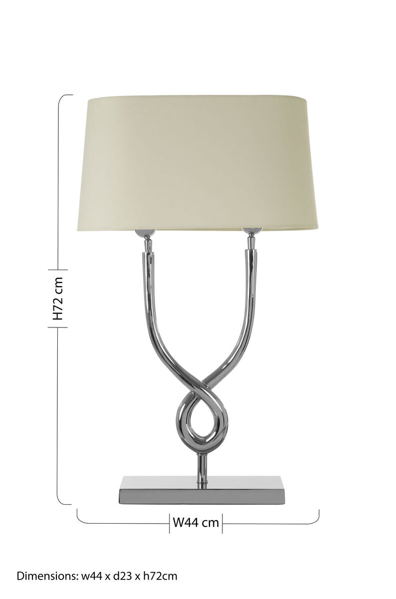 Nickel Cross Frame Table Lamp with White Cotton Shade