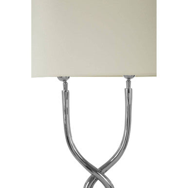 Nickel Cross Frame Table Lamp with White Cotton Shade