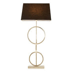 Nickel Dual Ring Table Lamp with Black Fabric Shade