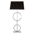 Nickel Dual Ring Table Lamp with Black Fabric Shade