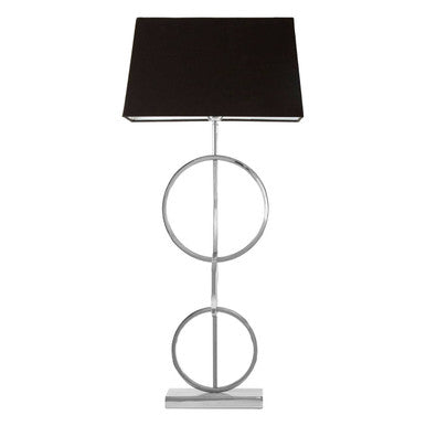 Nickel Dual Ring Table Lamp with Black Fabric Shade