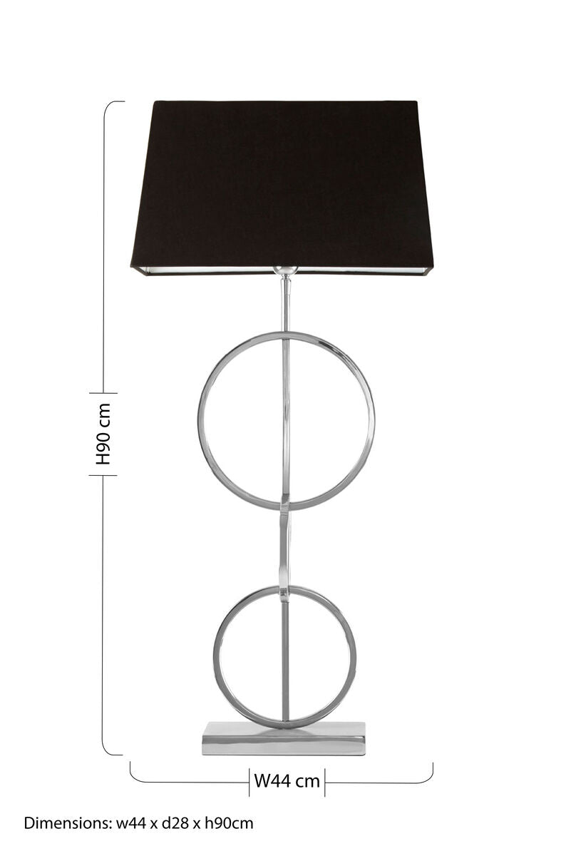 Nickel Dual Ring Table Lamp with Black Fabric Shade