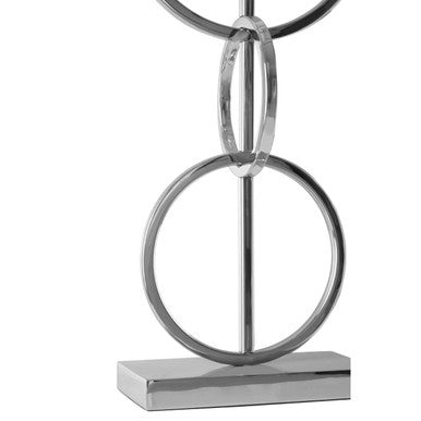 Nickel Dual Ring Table Lamp with Black Fabric Shade