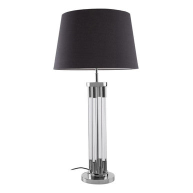 Clear Acrylic Tubular Base Table Lamp with Black Shade