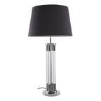 Clear Acrylic Tubular Base Table Lamp with Black Shade