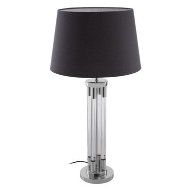Clear Acrylic Tubular Base Table Lamp with Black Shade