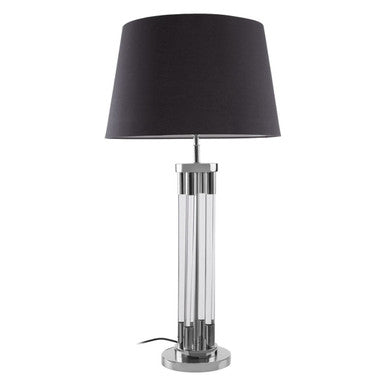 Clear Acrylic Tubular Base Table Lamp with Black Shade