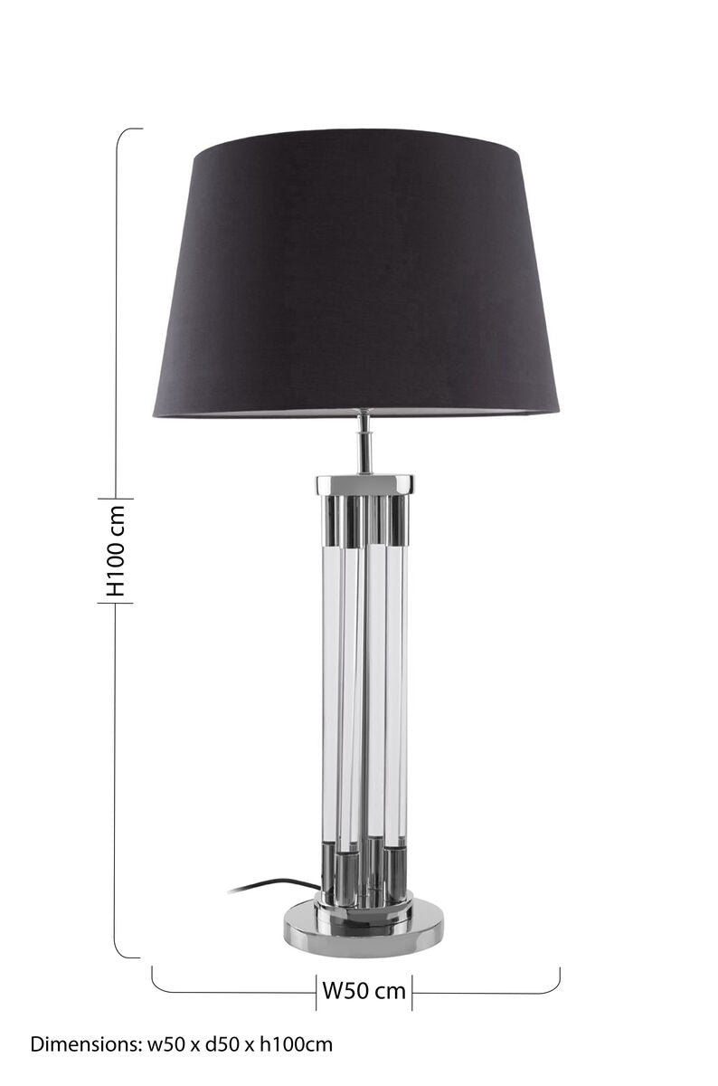 Clear Acrylic Tubular Base Table Lamp with Black Shade