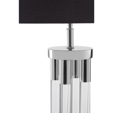 Clear Acrylic Tubular Base Table Lamp with Black Shade