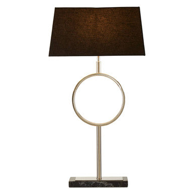 Black Stone and Nickel Table Lamp with Black Shade