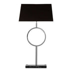 Black Stone and Nickel Table Lamp with Black Shade