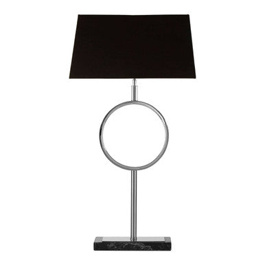 Black Stone and Nickel Table Lamp with Black Shade