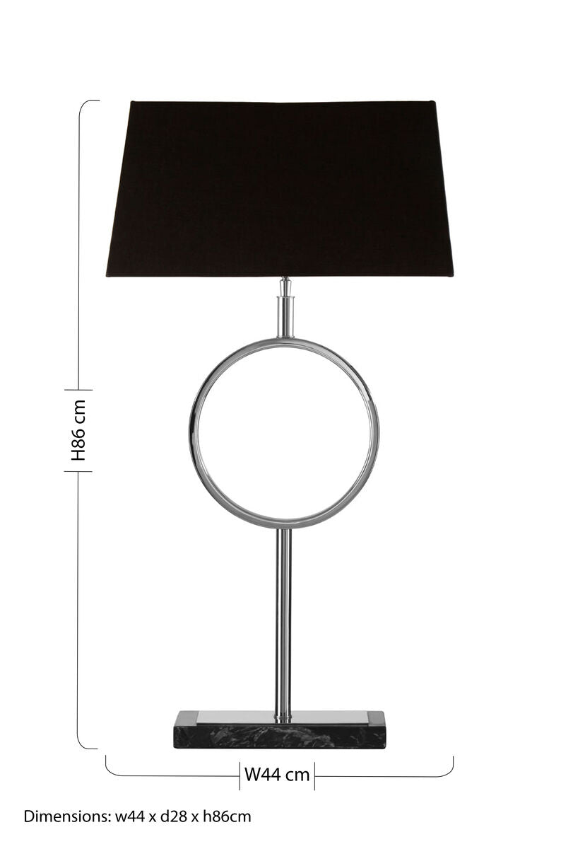 Black Stone and Nickel Table Lamp with Black Shade
