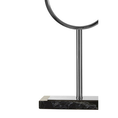 Black Stone and Nickel Table Lamp with Black Shade