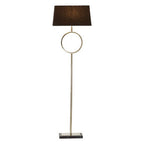 Nickel Floor Lamp with Black Shade and Stone Base
