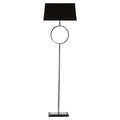 Nickel Floor Lamp with Black Shade and Stone Base