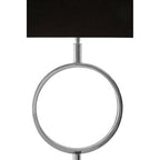 Nickel Floor Lamp with Black Shade and Stone Base